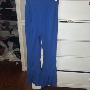 Free People Blue Flare Pants with Boot Cut Design
